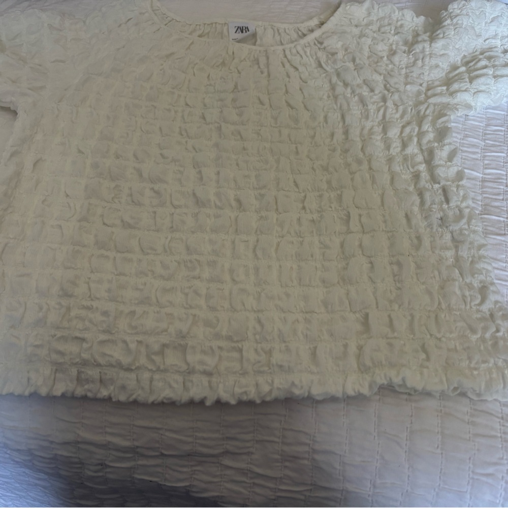 Zara Ruffled White Blouse